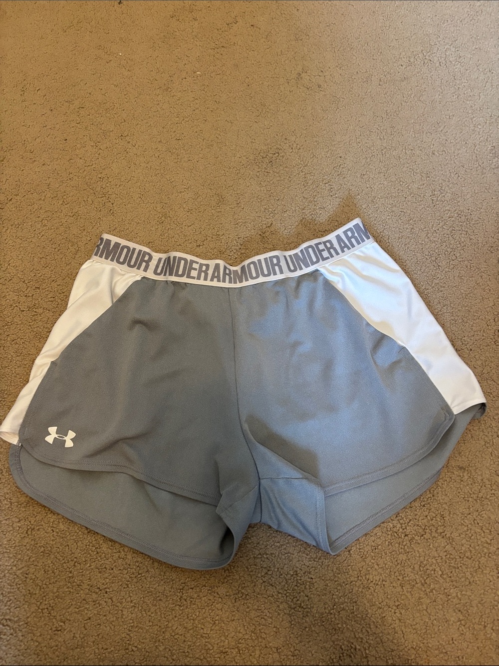 Under Armour Light Gray and White Women's Athletic Shorts